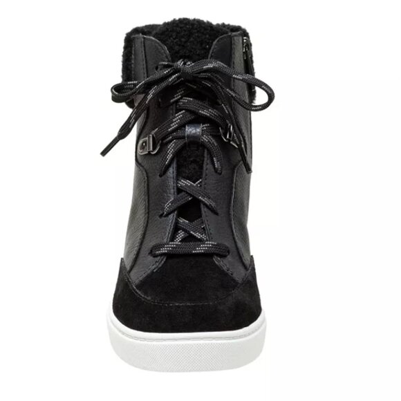 NEW Linea Paolo ARDEN Faux Shearling Trimmed Wedge Sneakers. Booties. Size 7. - Picture 2 of 13